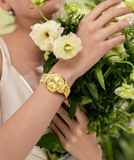Close-up of the luxurious OLEVS Womens Automatic Watch showcasing its elegant design.