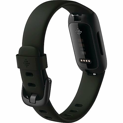 Black fitness tracker with strap.