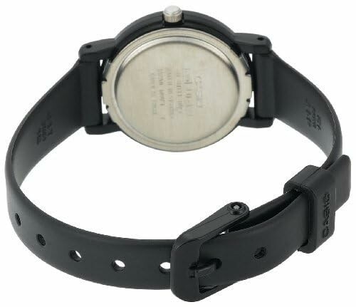 Back view of a Casio watch with black strap.