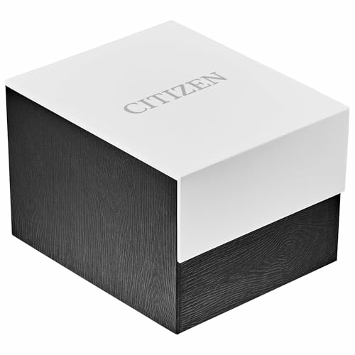 Citizen branded watch box with white lid and black base.