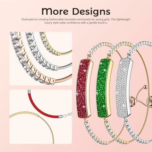 Various fashionable bracelets with different designs and colors.