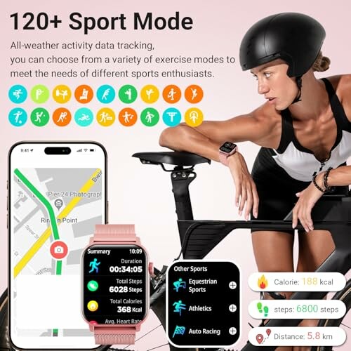 Various fitness tracking modes with smartwatches and cycling.