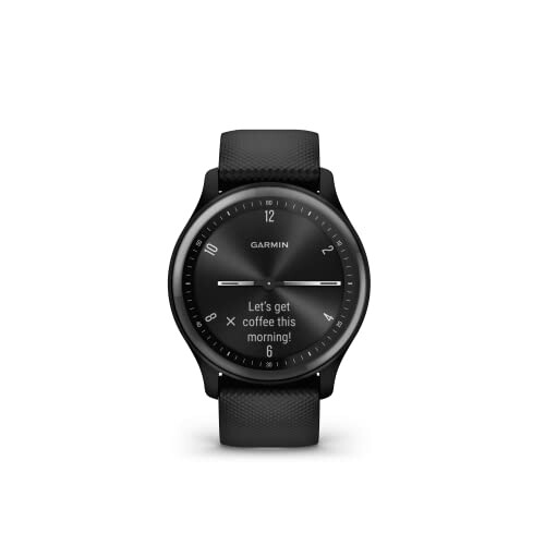 Black Garmin smartwatch displaying a message