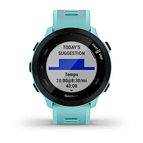 Garmin fitness watch with tempo suggestion on screen.