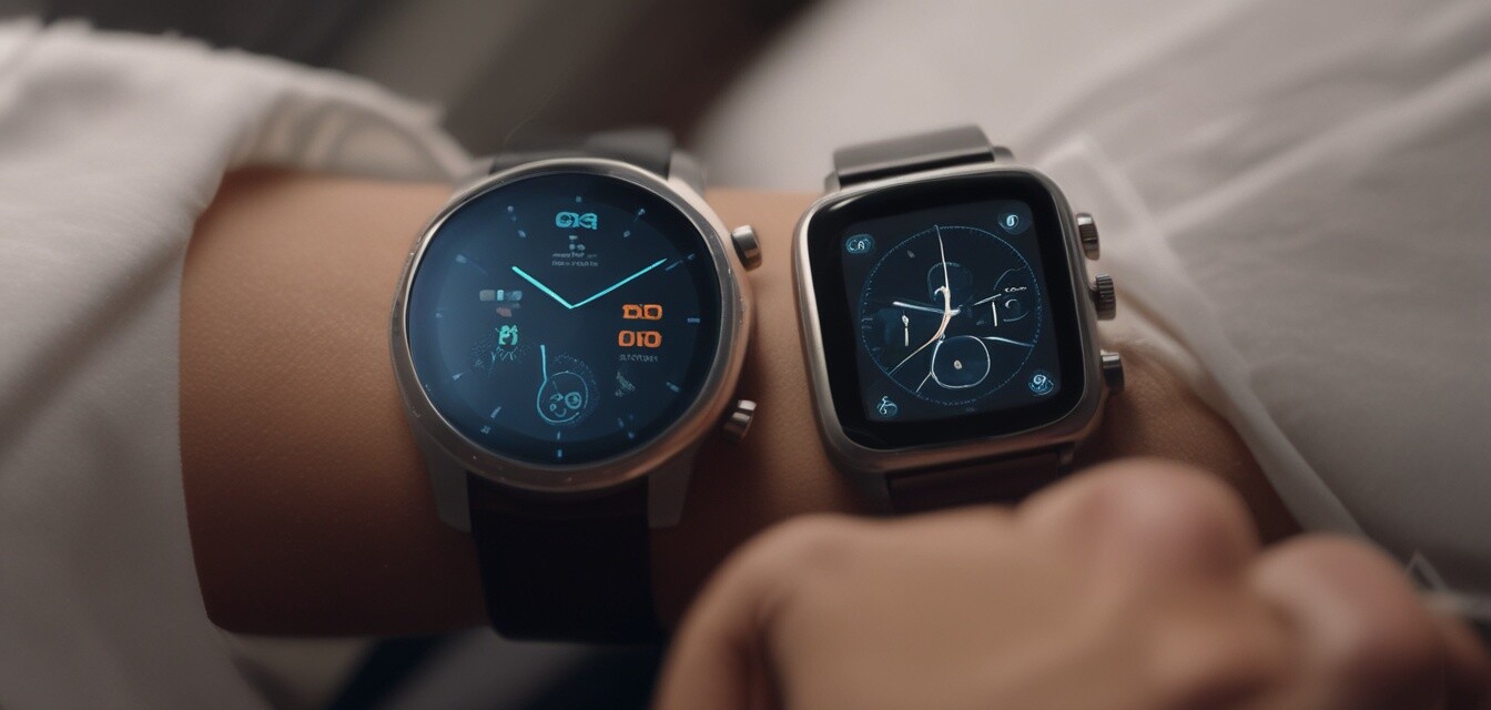 Elegant smartwatch on a bedside table showing sleep data
