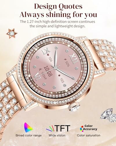 Luxury watch advertisement with design quotes and features.