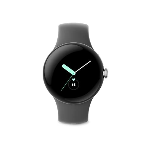 Sleek modern smartwatch with a dark strap and digital display