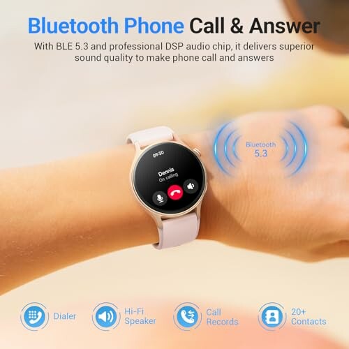 Smartwatch showcasing Bluetooth phone call and answer features.