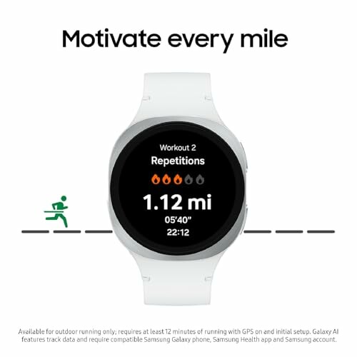 Smartwatch displaying running workout details.