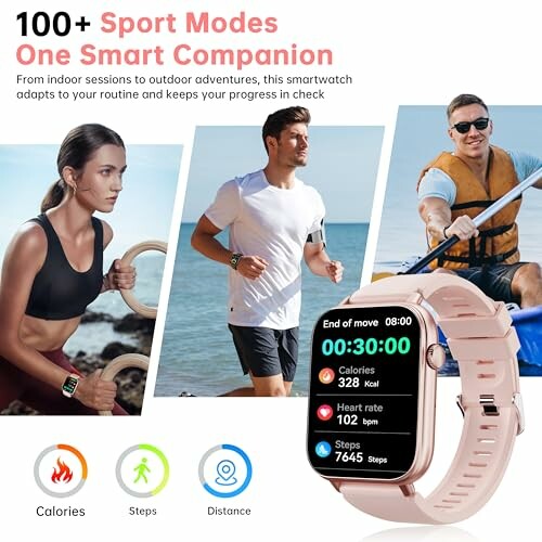 Smartwatch with fitness tracking features and sport modes.