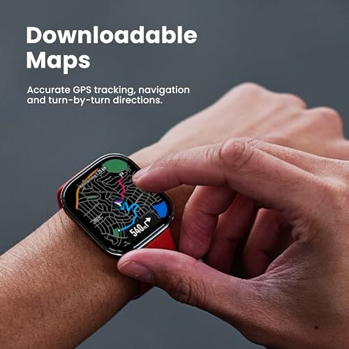 Smartwatch displaying GPS navigation and maps.