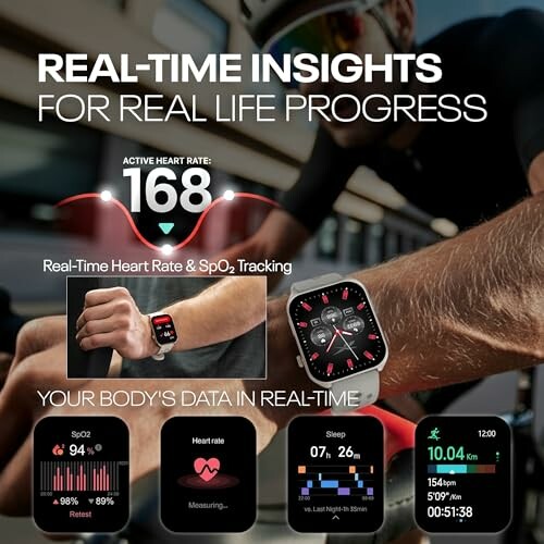 Smartwatch displaying real-time heart rate and health tracking features.