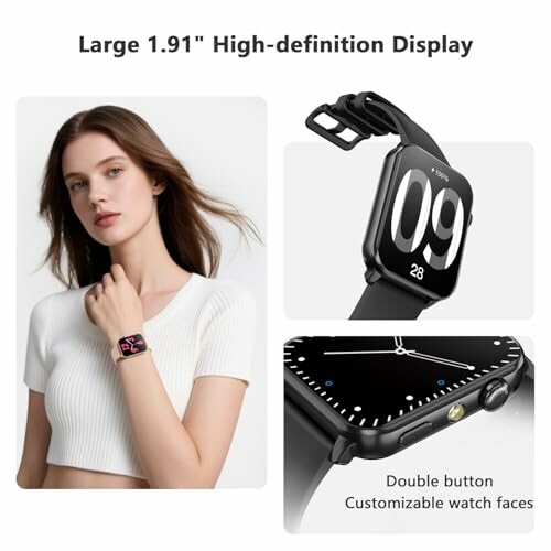 Smartwatch with 1.91-inch high-definition display and customizable watch faces.