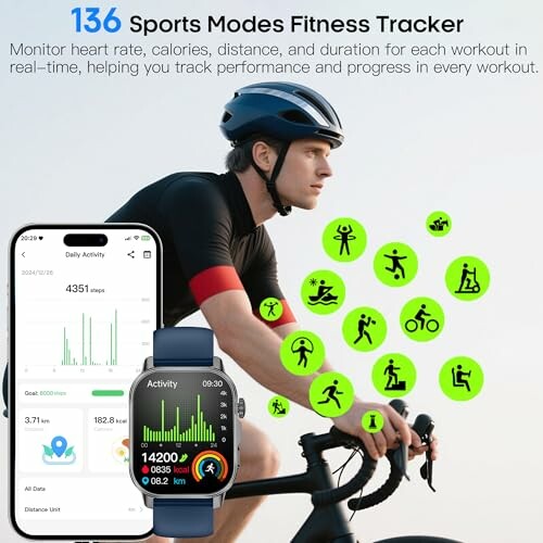 Fitness tracker with various sports modes and performance tracking features