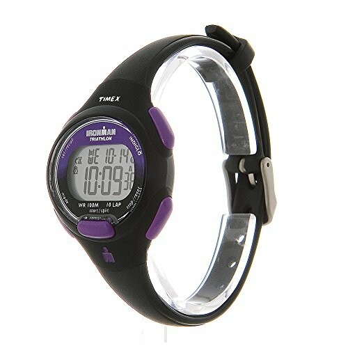 Timex Ironman digital wristwatch with purple accents.