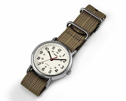 Timex Weekender watch with a brown nylon strap