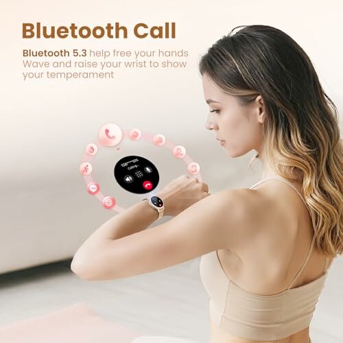 Woman using a smartwatch with Bluetooth call feature.